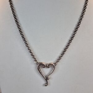 Brighton Silver Heart Scroll Pendant Necklace